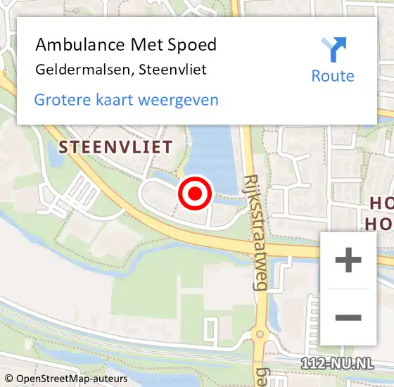 Locatie op kaart van de 112 melding: Ambulance Met Spoed Naar Geldermalsen, Steenvliet op 12 december 2021 18:23