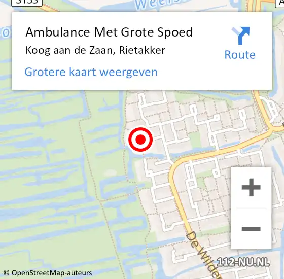 Locatie op kaart van de 112 melding: Ambulance Met Grote Spoed Naar Koog aan de Zaan, Rietakker op 12 december 2021 18:26