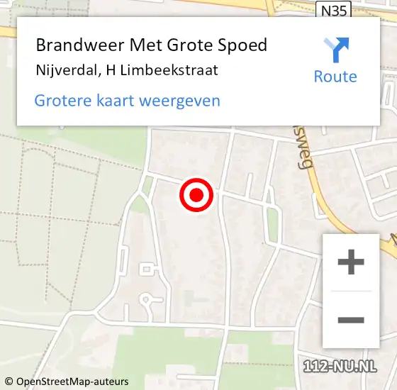 Locatie op kaart van de 112 melding: Brandweer Met Grote Spoed Naar Nijverdal, H Limbeekstraat op 12 december 2021 18:31