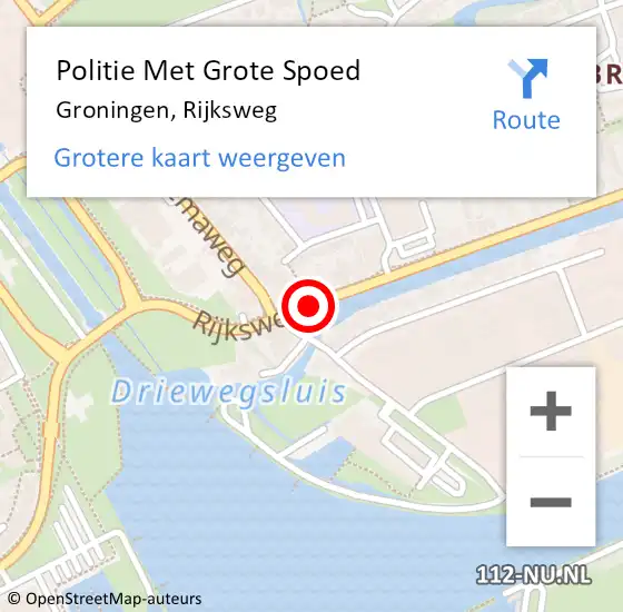 Locatie op kaart van de 112 melding: Politie Met Grote Spoed Naar Groningen, Rijksweg op 12 december 2021 18:32