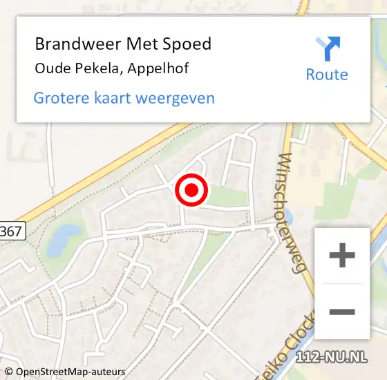 Locatie op kaart van de 112 melding: Brandweer Met Spoed Naar Oude Pekela, Appelhof op 12 december 2021 18:40