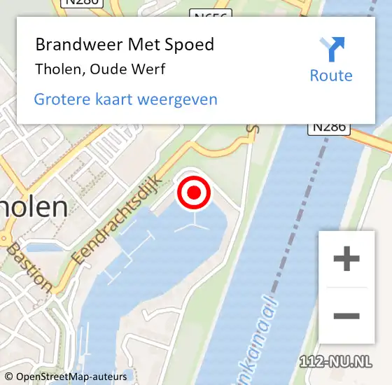 Locatie op kaart van de 112 melding: Brandweer Met Spoed Naar Tholen, Oude Werf op 12 december 2021 18:50