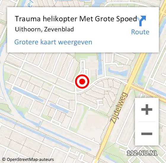 Locatie op kaart van de 112 melding: Trauma helikopter Met Grote Spoed Naar Uithoorn, Zevenblad op 12 december 2021 18:53