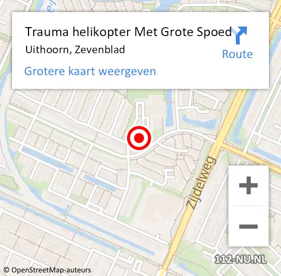 Locatie op kaart van de 112 melding: Trauma helikopter Met Grote Spoed Naar Uithoorn, Zevenblad op 12 december 2021 18:54