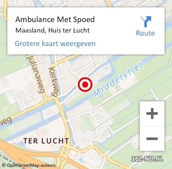 Locatie op kaart van de 112 melding: Ambulance Met Spoed Naar Maasland, Huis ter Lucht op 12 december 2021 19:12