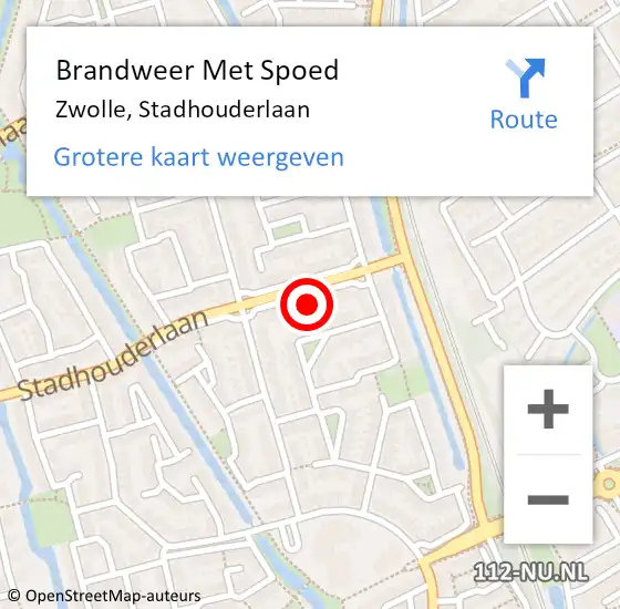 Locatie op kaart van de 112 melding: Brandweer Met Spoed Naar Zwolle, Stadhouderlaan op 12 december 2021 19:20