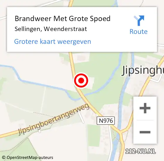 Locatie op kaart van de 112 melding: Brandweer Met Grote Spoed Naar Sellingen, Weenderstraat op 12 december 2021 19:23