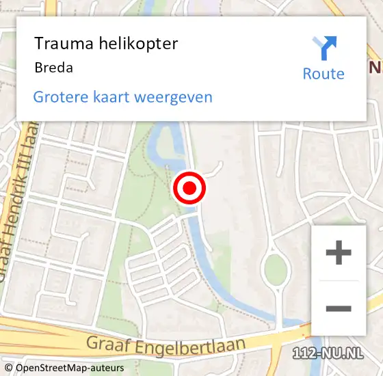 Locatie op kaart van de 112 melding: Trauma helikopter Breda op 12 december 2021 19:24