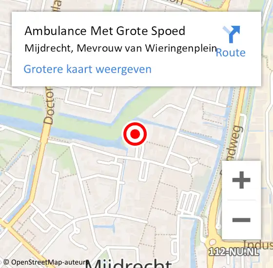 Locatie op kaart van de 112 melding: Ambulance Met Grote Spoed Naar Mijdrecht, Mevrouw van Wieringenplein op 12 december 2021 19:37