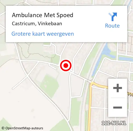 Locatie op kaart van de 112 melding: Ambulance Met Spoed Naar Castricum, Vinkebaan op 12 december 2021 19:40