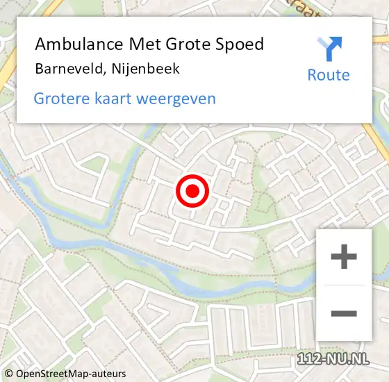 Locatie op kaart van de 112 melding: Ambulance Met Grote Spoed Naar Barneveld, Nijenbeek op 12 december 2021 19:41