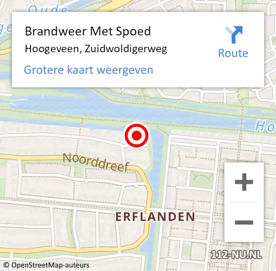 Locatie op kaart van de 112 melding: Brandweer Met Spoed Naar Hoogeveen, Zuidwoldigerweg op 12 december 2021 20:08