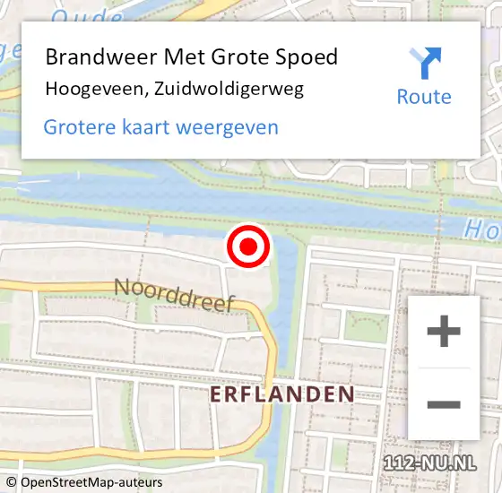 Locatie op kaart van de 112 melding: Brandweer Met Grote Spoed Naar Hoogeveen, Zuidwoldigerweg op 12 december 2021 20:12