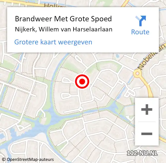 Locatie op kaart van de 112 melding: Brandweer Met Grote Spoed Naar Nijkerk, Willem van Harselaarlaan op 12 december 2021 20:18