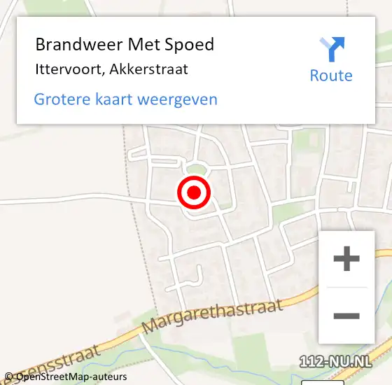 Locatie op kaart van de 112 melding: Brandweer Met Spoed Naar Ittervoort, Akkerstraat op 12 december 2021 20:28