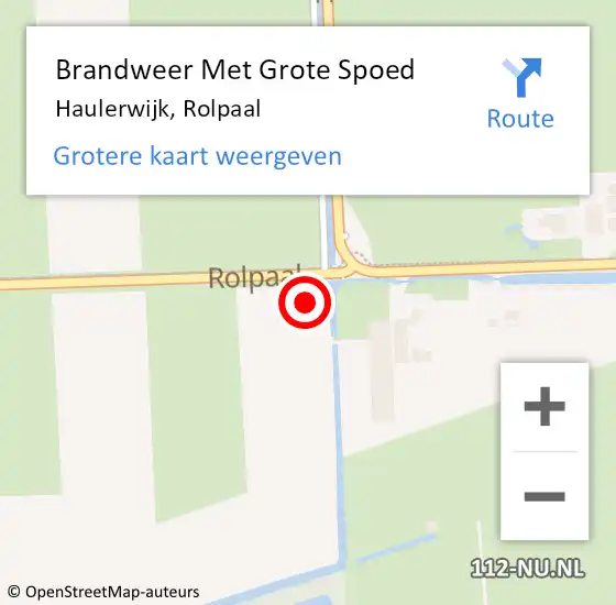 Locatie op kaart van de 112 melding: Brandweer Met Grote Spoed Naar Haulerwijk, Rolpaal op 12 december 2021 20:36