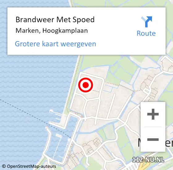 Locatie op kaart van de 112 melding: Brandweer Met Spoed Naar Marken, Hoogkamplaan op 12 december 2021 20:46