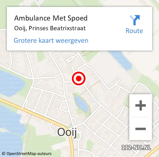Locatie op kaart van de 112 melding: Ambulance Met Spoed Naar Ooij, Prinses Beatrixstraat op 12 december 2021 20:48