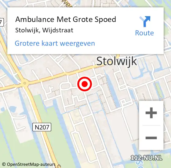 Locatie op kaart van de 112 melding: Ambulance Met Grote Spoed Naar Stolwijk, Wijdstraat op 2 juli 2014 07:32