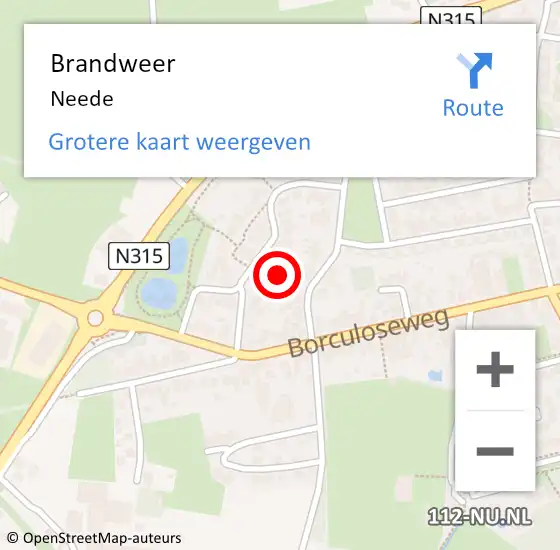 Locatie op kaart van de 112 melding: Brandweer Neede op 12 december 2021 21:05