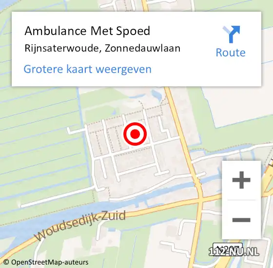 Locatie op kaart van de 112 melding: Ambulance Met Spoed Naar Rijnsaterwoude, Zonnedauwlaan op 12 december 2021 21:06