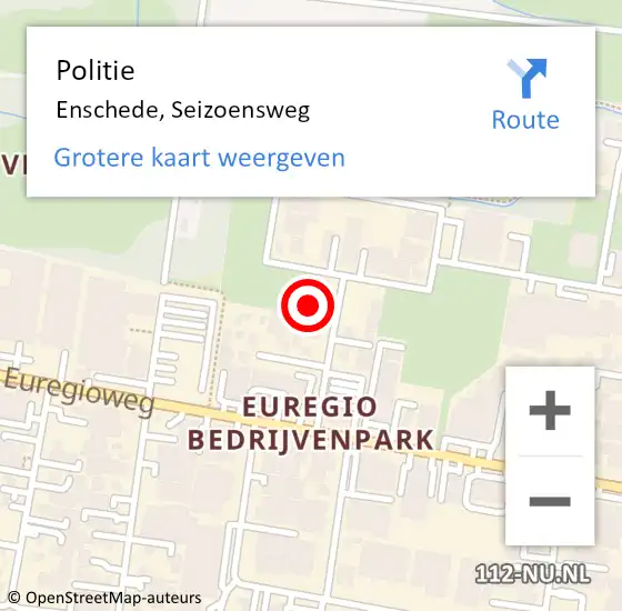 Locatie op kaart van de 112 melding: Politie Enschede, Seizoensweg op 12 december 2021 21:21