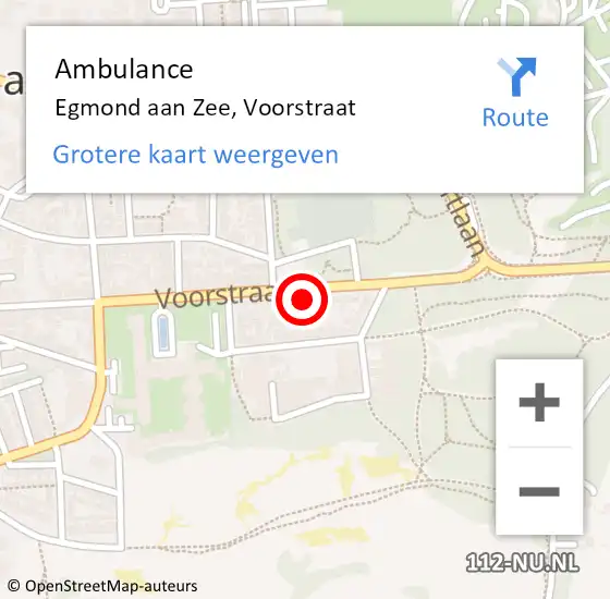 Locatie op kaart van de 112 melding: Ambulance Egmond aan Zee, Voorstraat op 12 december 2021 21:25