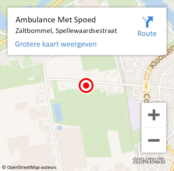 Locatie op kaart van de 112 melding: Ambulance Met Spoed Naar Zaltbommel, Spellewaardsestraat op 12 december 2021 21:26