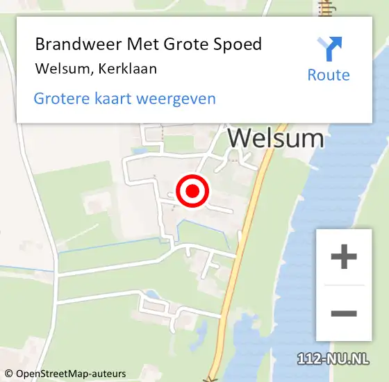 Locatie op kaart van de 112 melding: Brandweer Met Grote Spoed Naar Welsum, Kerklaan op 12 december 2021 21:28