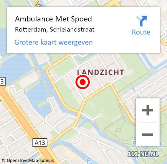 Locatie op kaart van de 112 melding: Ambulance Met Spoed Naar Rotterdam, Schielandstraat op 12 december 2021 21:36