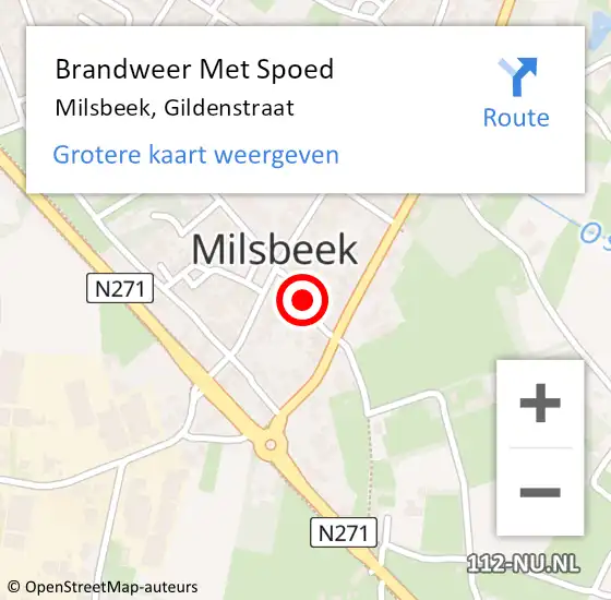 Locatie op kaart van de 112 melding: Brandweer Met Spoed Naar Milsbeek, Gildenstraat op 12 december 2021 21:46