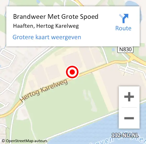 Locatie op kaart van de 112 melding: Brandweer Met Grote Spoed Naar Haaften, Hertog Karelweg op 12 december 2021 22:01