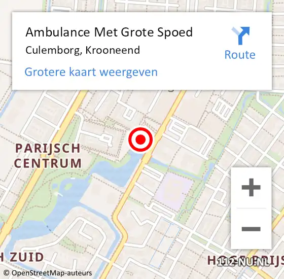 Locatie op kaart van de 112 melding: Ambulance Met Grote Spoed Naar Culemborg, Krooneend op 12 december 2021 22:24