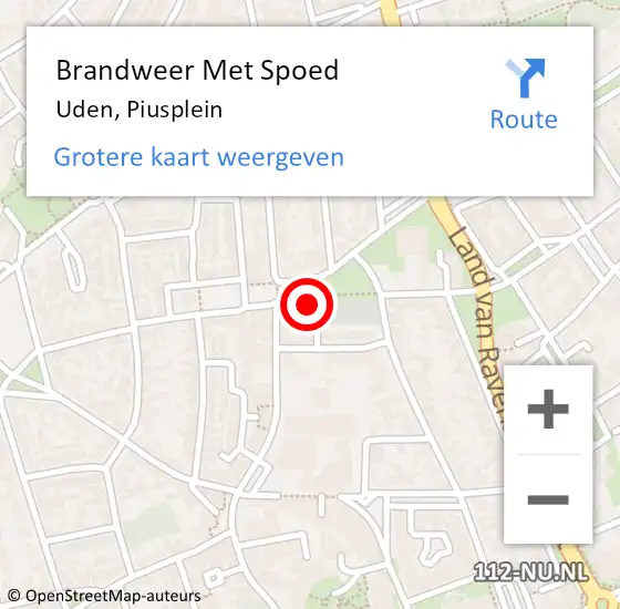 Locatie op kaart van de 112 melding: Brandweer Met Spoed Naar Uden, Piusplein op 12 december 2021 22:32