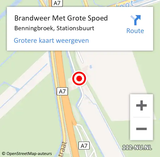 Locatie op kaart van de 112 melding: Brandweer Met Grote Spoed Naar Benningbroek, Stationsbuurt op 12 december 2021 23:22