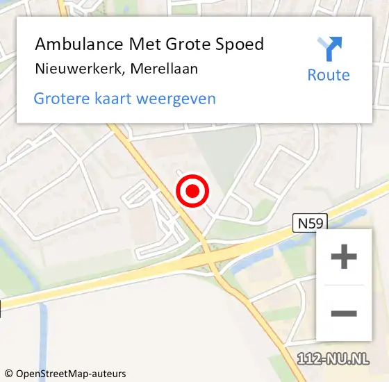 Locatie op kaart van de 112 melding: Ambulance Met Grote Spoed Naar Nieuwerkerk, Merellaan op 2 juli 2014 07:55