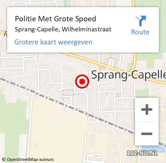 Locatie op kaart van de 112 melding: Politie Met Grote Spoed Naar Sprang-Capelle, Wilhelminastraat op 12 december 2021 23:33