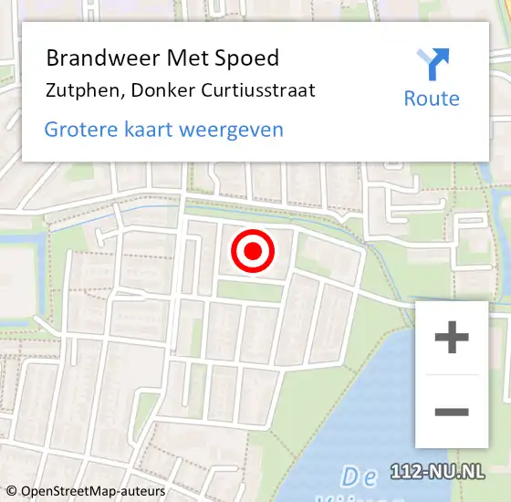 Locatie op kaart van de 112 melding: Brandweer Met Spoed Naar Zutphen, Donker Curtiusstraat op 12 december 2021 23:34