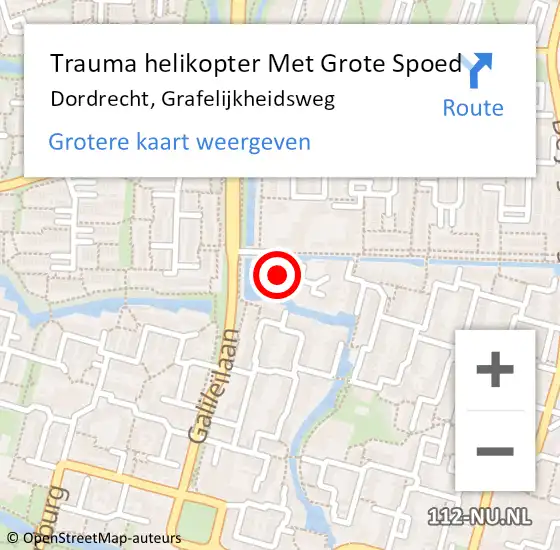 Locatie op kaart van de 112 melding: Trauma helikopter Met Grote Spoed Naar Dordrecht, Grafelijkheidsweg op 13 december 2021 00:17