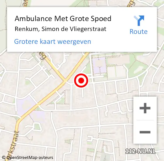 Locatie op kaart van de 112 melding: Ambulance Met Grote Spoed Naar Renkum, Simon de Vliegerstraat op 13 december 2021 01:08