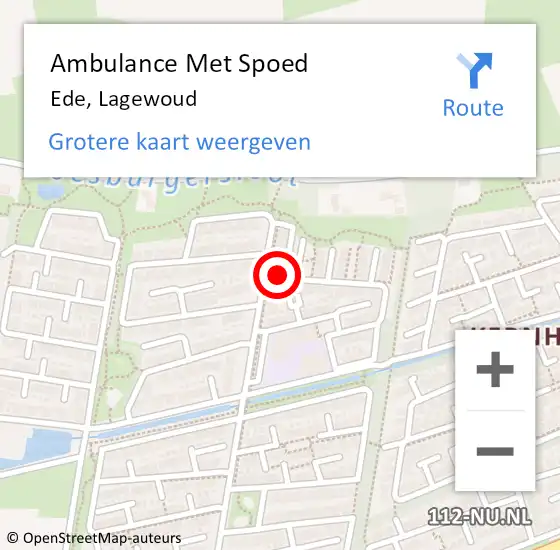 Locatie op kaart van de 112 melding: Ambulance Met Spoed Naar Ede, Lagewoud op 13 december 2021 01:08