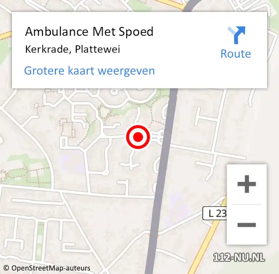 Locatie op kaart van de 112 melding: Ambulance Met Spoed Naar Kerkrade, Plattewei op 13 december 2021 01:49