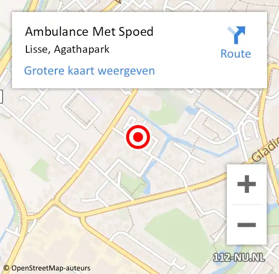 Locatie op kaart van de 112 melding: Ambulance Met Spoed Naar Lisse, Agathapark op 13 december 2021 05:09