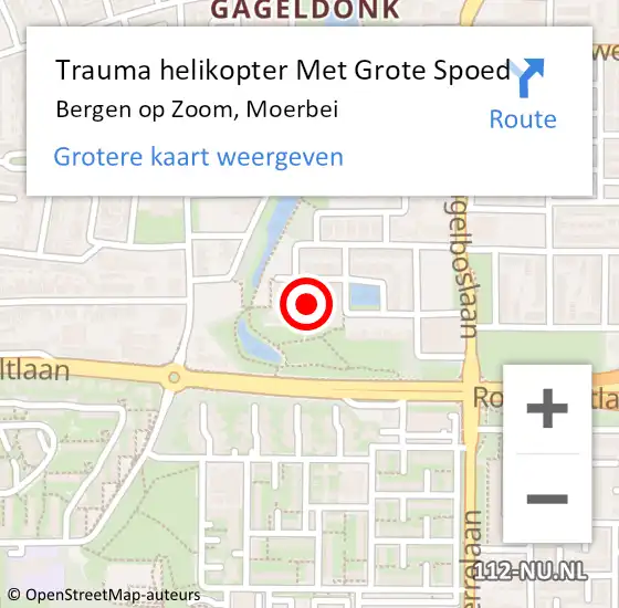 Locatie op kaart van de 112 melding: Trauma helikopter Met Grote Spoed Naar Bergen op Zoom, Moerbei op 13 december 2021 05:24