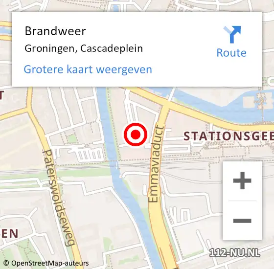 Locatie op kaart van de 112 melding: Brandweer Groningen, Cascadeplein op 13 december 2021 05:32