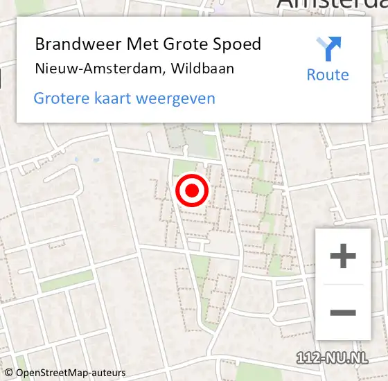 Locatie op kaart van de 112 melding: Brandweer Met Grote Spoed Naar Nieuw-Amsterdam, Wildbaan op 13 december 2021 05:38