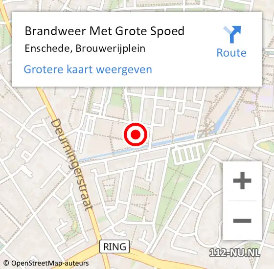 Locatie op kaart van de 112 melding: Brandweer Met Grote Spoed Naar Enschede, Brouwerijplein op 13 december 2021 07:00