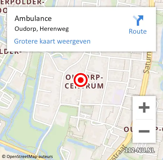 Locatie op kaart van de 112 melding: Ambulance Oudorp, Herenweg op 13 december 2021 07:03