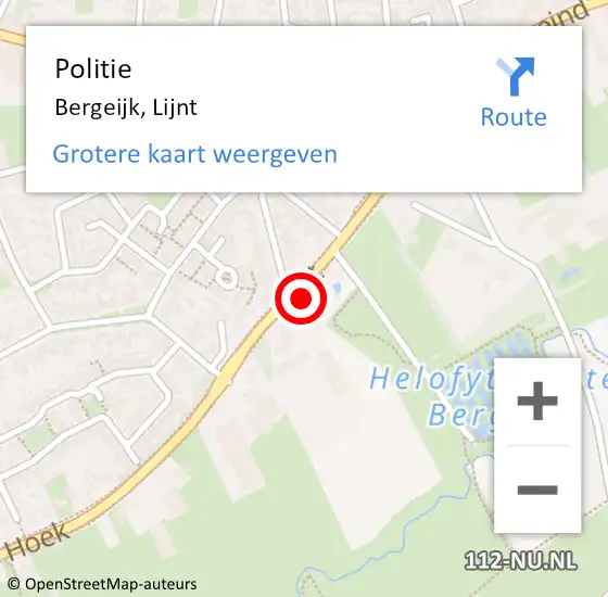 Locatie op kaart van de 112 melding: Politie Bergeijk, Lijnt op 13 december 2021 07:18