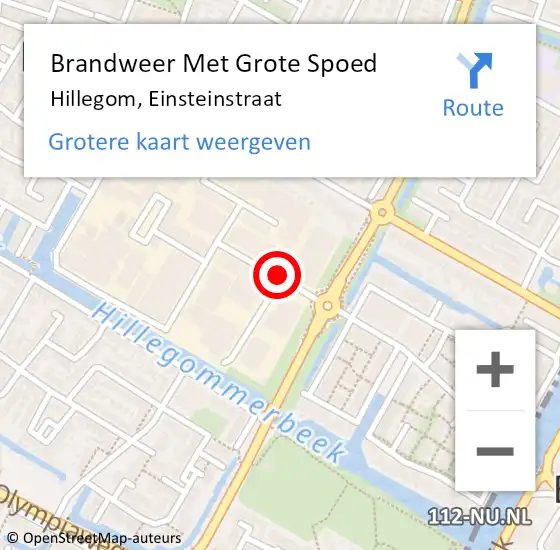 Locatie op kaart van de 112 melding: Brandweer Met Grote Spoed Naar Hillegom, Einsteinstraat op 2 juli 2014 08:16